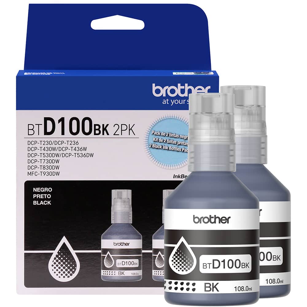 Kit 02 Garrafas de Tinta Brother BTD1002PK Preto - Impressorajato