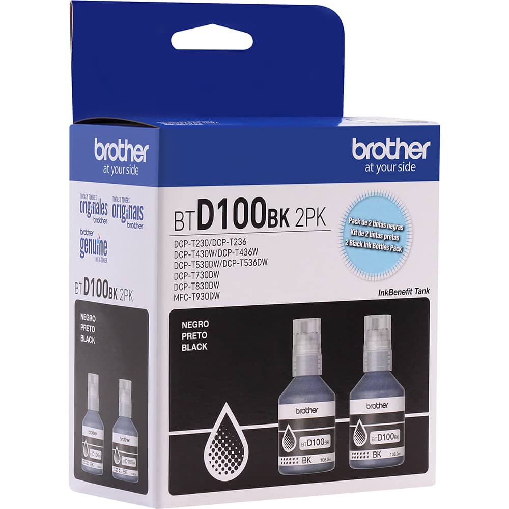 Kit 02 Garrafas de Tinta Brother BTD1002PK Preto - Impressorajato