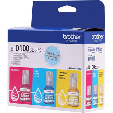 Pack Garrafas de Tinta Coloridas Brother BTD1003PK (1 Ciano, 1 Magenta e 1 Amarela)