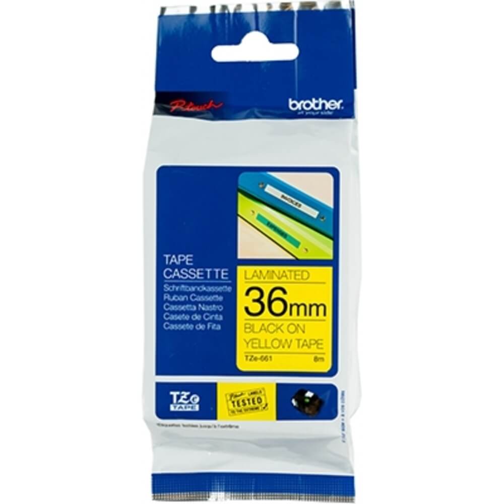 Fita Brother TZE-661 36mm Preto/Amarelo - Impressorajato