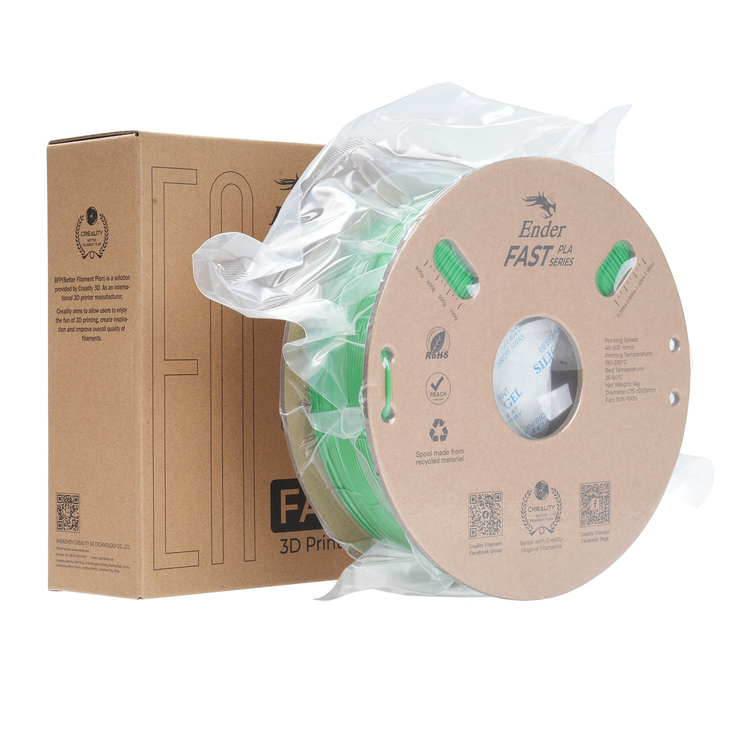 Filamento Creality Ender Fast PLA 1,75mm 1Kg Verde