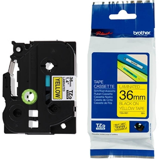 Fita Brother TZE-661 36mm Preto/Amarelo - Impressorajato