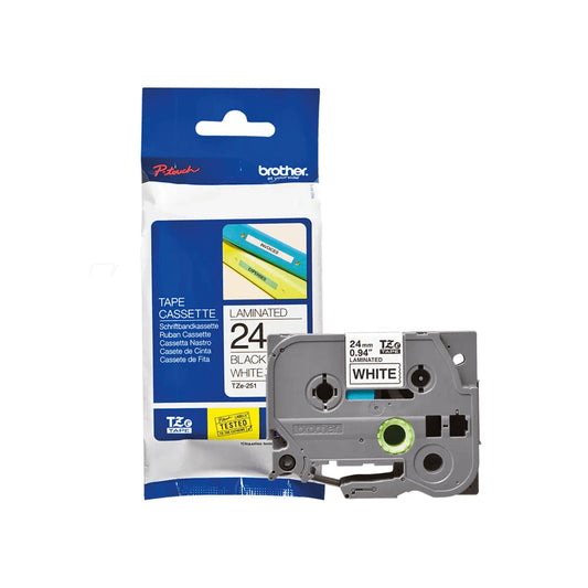 Fita Brother TZE-251 24mm Preto/Branco - Impressorajato