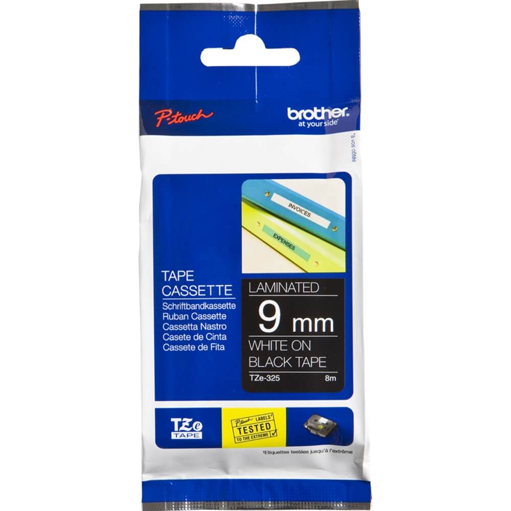 Fita Brother TZE-325 9mm Branco/Preto - Impressorajato