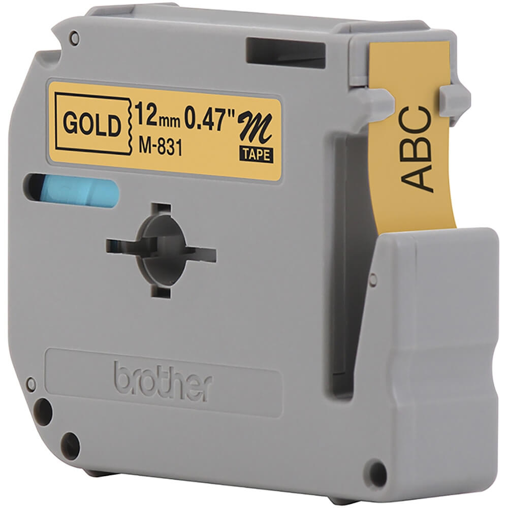 Fita Brother M-831 12mm Preto/Ouro - Impressorajato