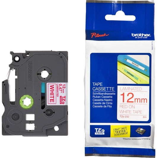 Fita Brother TZE-232 12mm Vermelho/Branco - Impressorajato