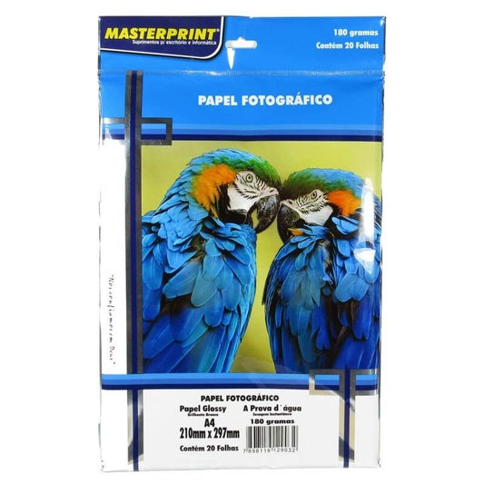 Papel Fotográfico Glossy A4 180G Master Print 20 Folhas - Impressorajato