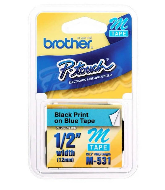 Fita Brother M-531 12mm Preto/Azul - Impressorajato