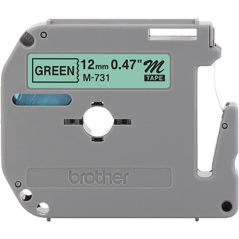 Fita Brother M-731 12mm Preto/Verde Original - Impressorajato