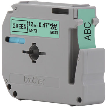 Fita Brother M-731 12mm Preto/Verde Original - Impressorajato