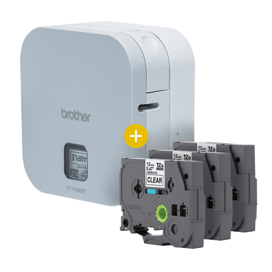 Kit Rotulador Brother P-Touch Cube PT-P300BT + 3 Fitas TZe231 - Impressorajato