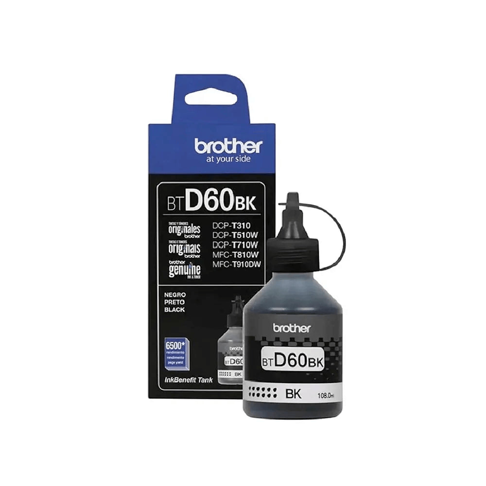 Refil de Tinta Brother BT D60 BK Preto - Impressorajato