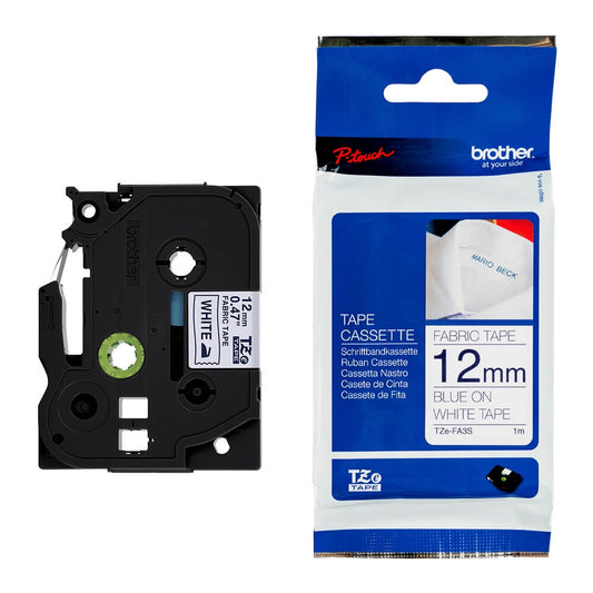 Fita Brother TZ-FA3 12mm Azul/Branco - Impressorajato