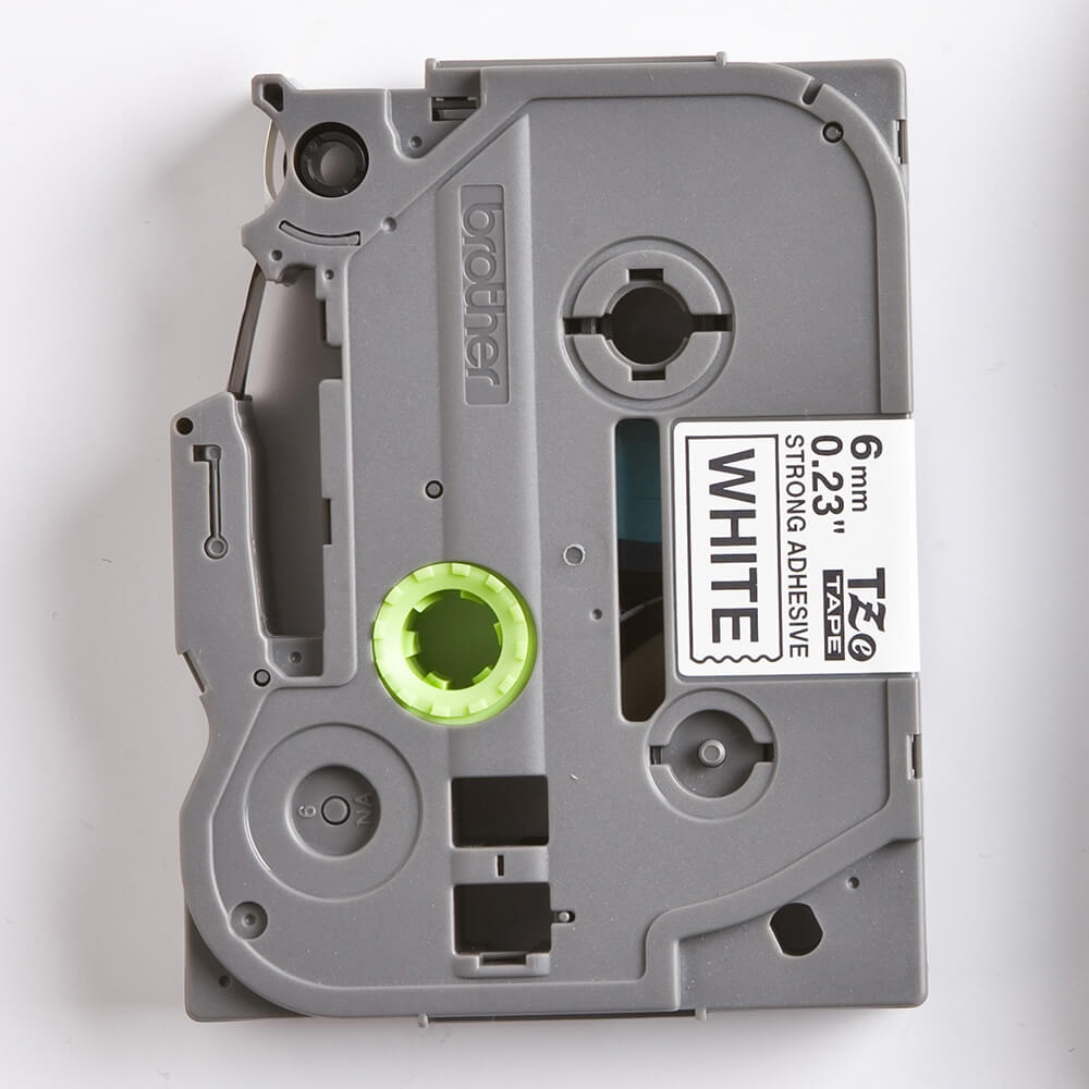 Fita Industrial Brother TZE-S211 6mm Preto/Branco - Impressorajato
