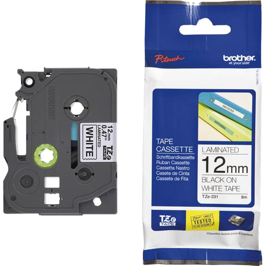 Fita Brother TZE 231 TZ-231 12mm Preto/Branco - Impressorajato