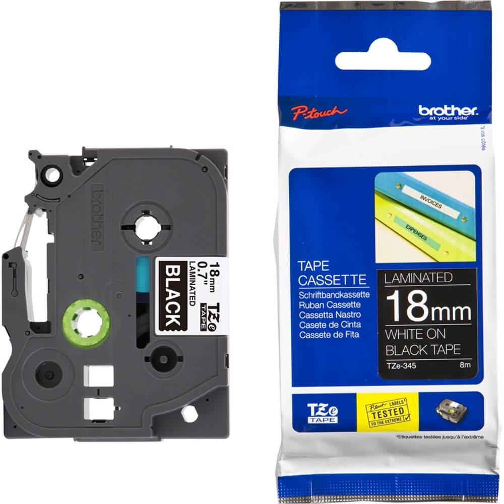 Fita Brother TZE-345 (TZ-345) 18mm Branco/Preto - Impressorajato