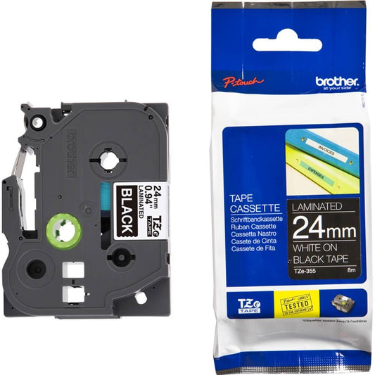 Fita Brother TZE-355 24mm Branco/Preto - Impressorajato