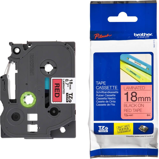 Fita Brother TZE-441 18mm Preto/Vermelho - Impressorajato