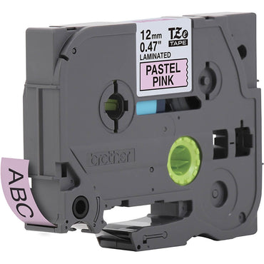 Fita Brother TZE-MQE31 12mm Preto sobre Rosa Pastel - Impressorajato