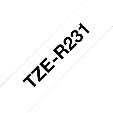 Fita Brother TZE-R231 12mm Preto sobre Cetim Branco - Impressorajato
