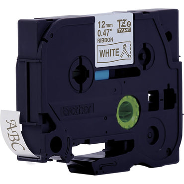 Fita Brother TZE-R234 12mm Ouro sobre Cetim Branco - Impressorajato
