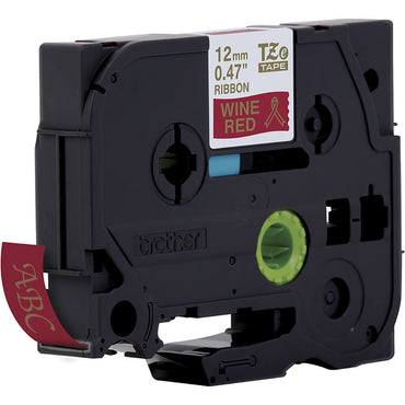 Fita Brother TZE-RW34 12mm Ouro sobre Cetim Vinho - Impressorajato