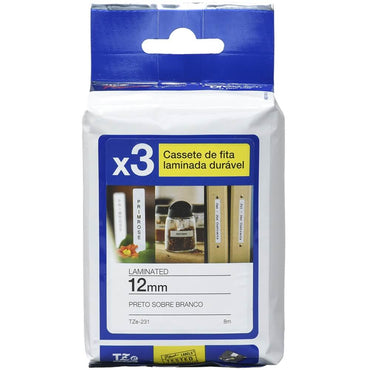 Kit 3 Fitas TZE-231 Brother 12mm Preto/Branco - Impressorajato
