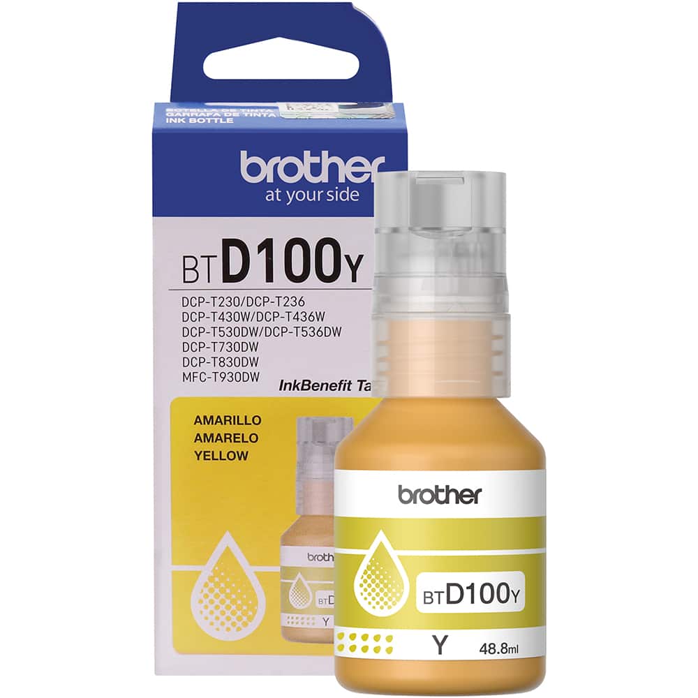 Garrafa de Tinta Brother BTD100Y Amarelo - Impressorajato