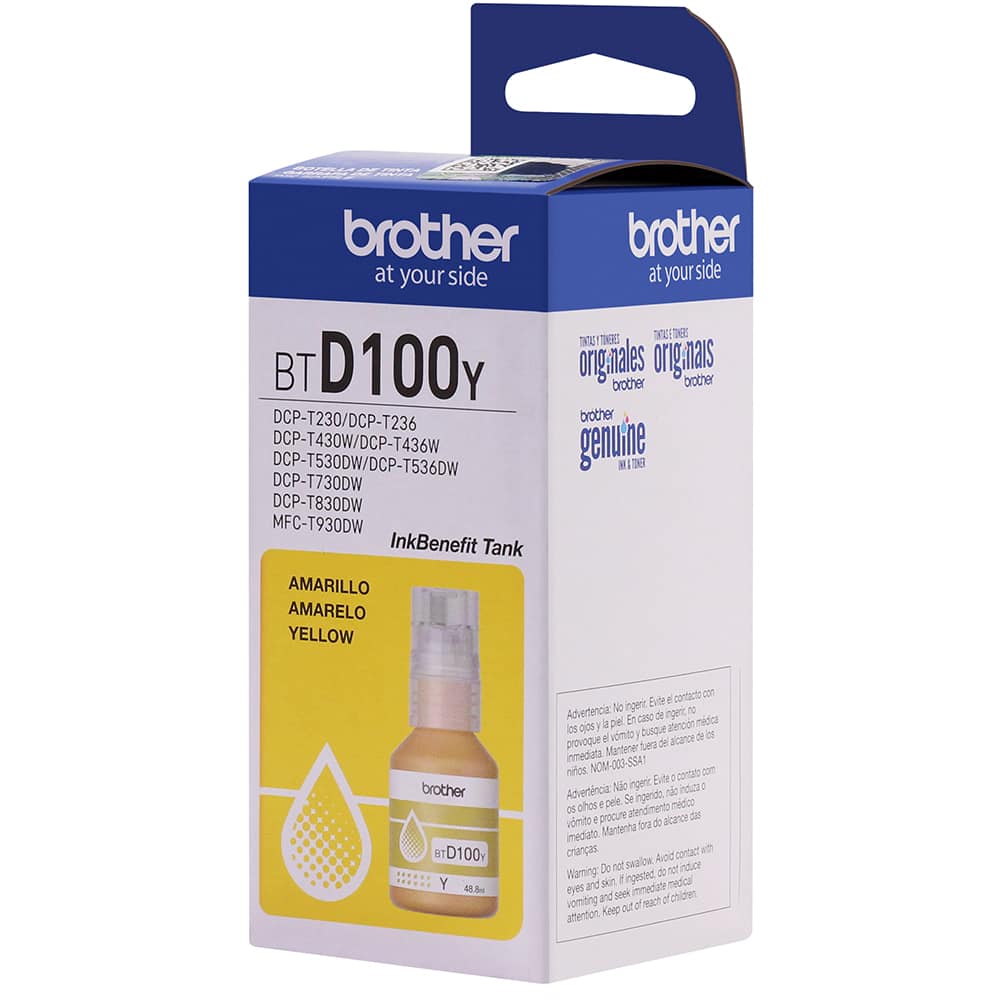 Garrafa de Tinta Brother BTD100Y Amarelo - Impressorajato
