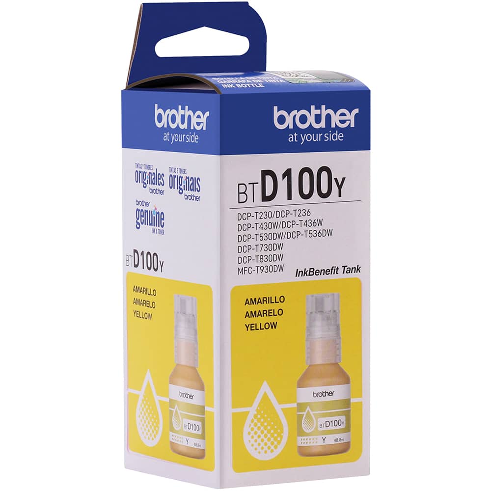 Garrafa de Tinta Brother BTD100Y Amarelo - Impressorajato