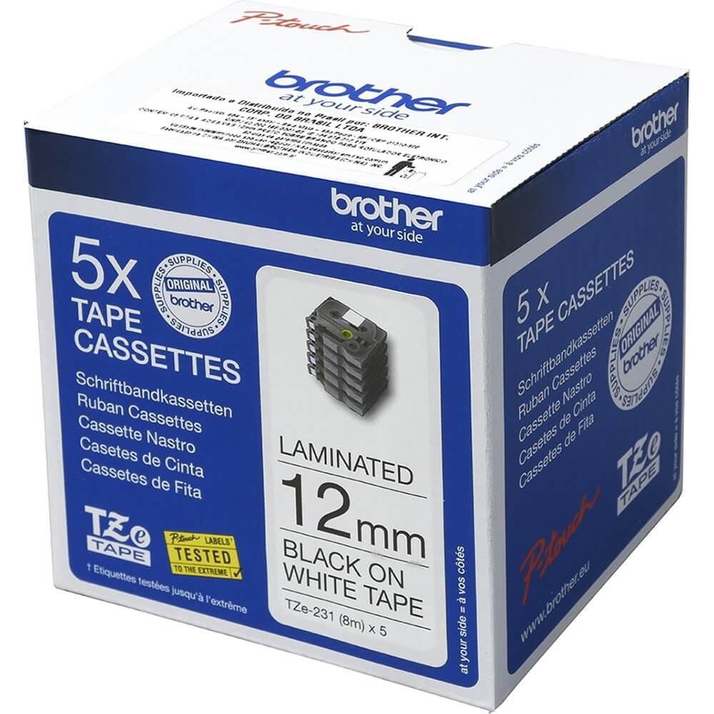 Fita para rotulador Brother TZe-231M5 - Pack com 5 unidades. - Impressorajato