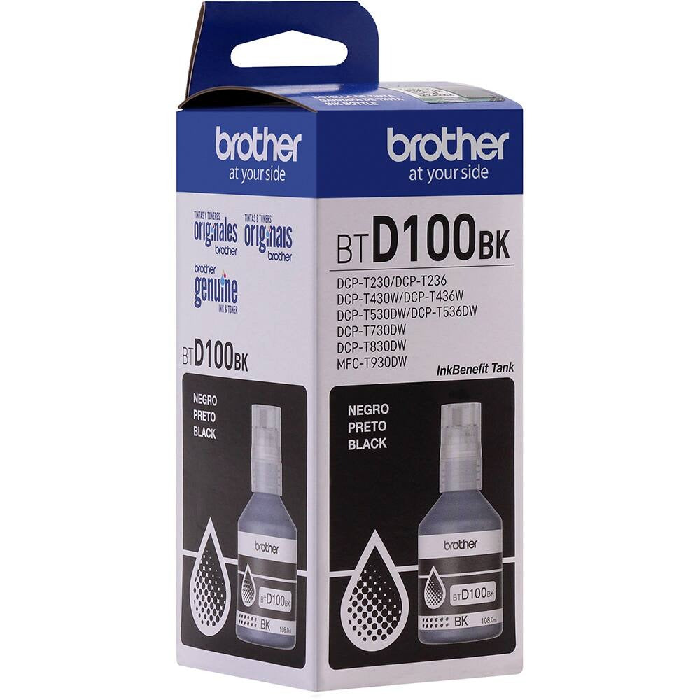 Garrafa de Tinta Brother Original BTD100BK Preto