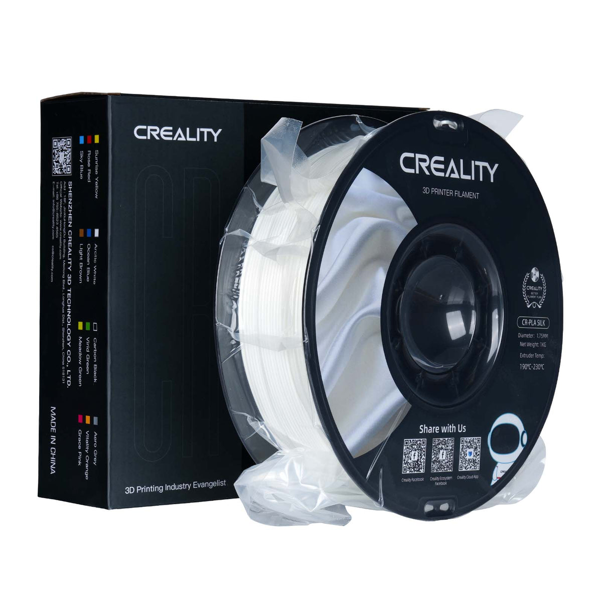 Filamento 3D Creality CR-Silk  Branco (White) 1.75mm 1kg