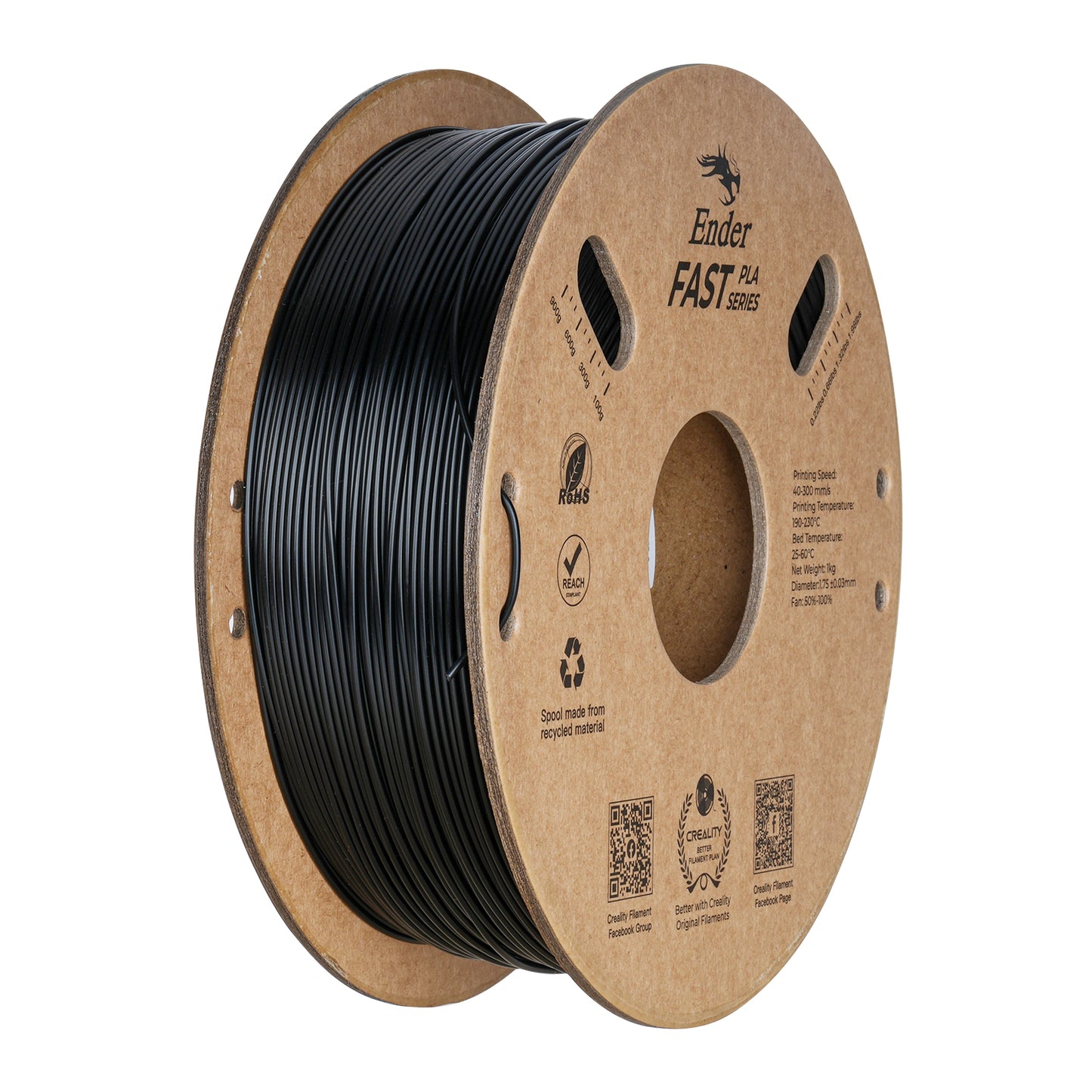 Filamento Creality Ender Fast PLA 1,75mm 1Kg Preto