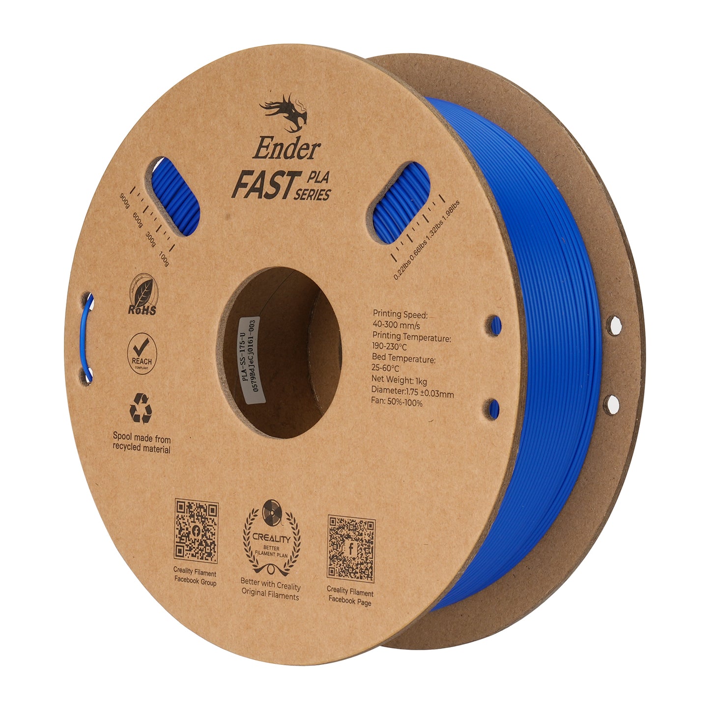 Filamento Creality Ender Fast PLA 1,75mm 1Kg Azul