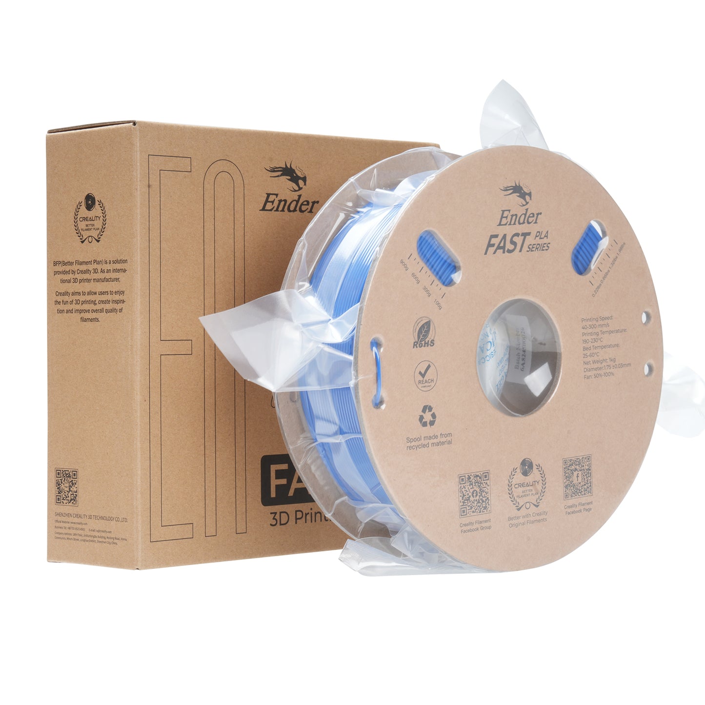 Filamento Creality Ender Fast PLA 1,75mm 1Kg Azul