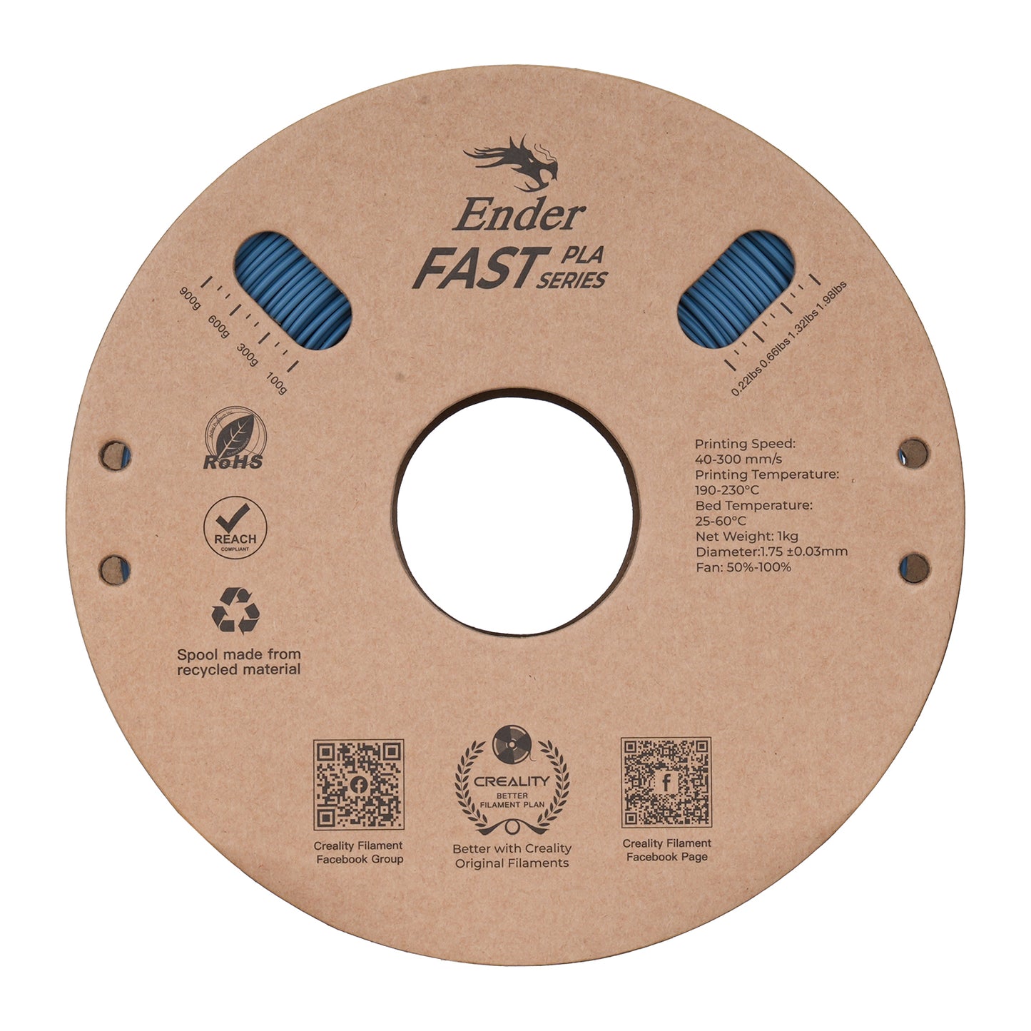Filamento Creality Ender Fast PLA 1,75mm 1Kg Cinza