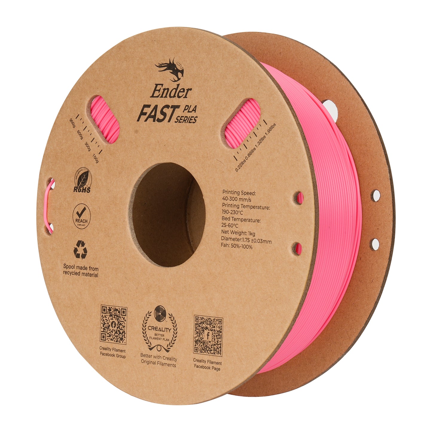 Filamento Creality Ender Fast PLA 1,75mm 1Kg Rosa
