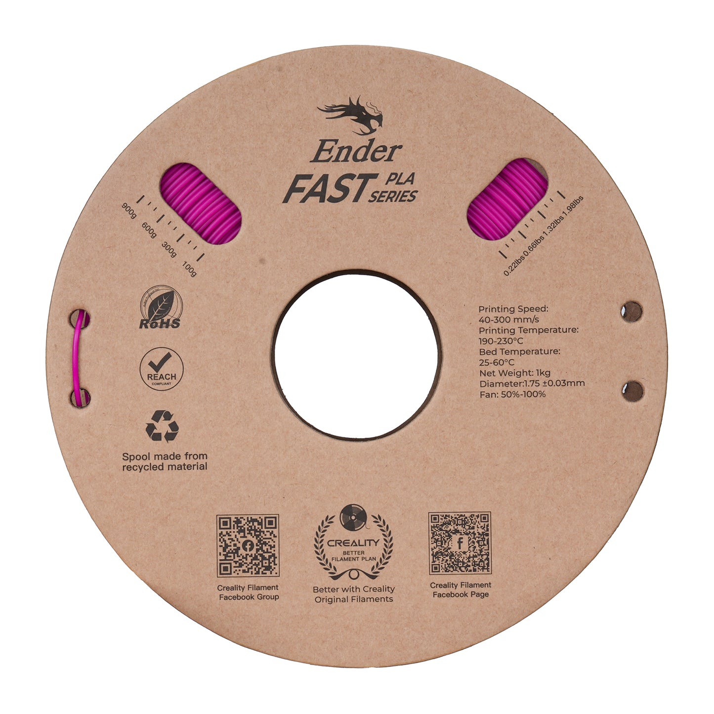 Filamento Creality Ender Fast PLA 1,75mm 1Kg Roxo