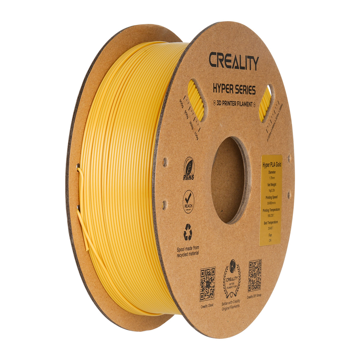 Filamento Creality Hyper PLA 1,75mm 1Kg Dourado