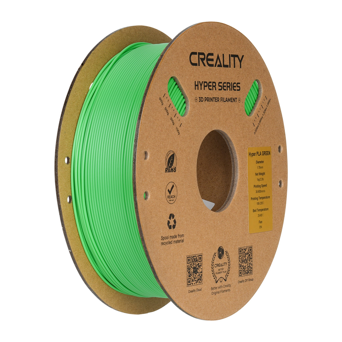 Filamento Creality Hyper PLA 1,75mm 1Kg Verde