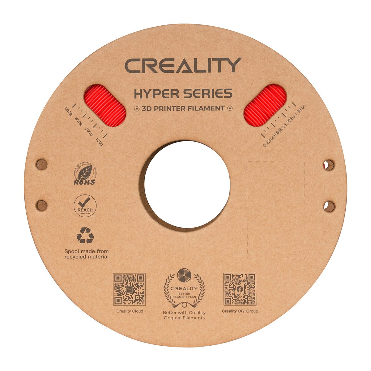 Filamento Creality Hyper PLA 1,75mm 1Kg Vermelho