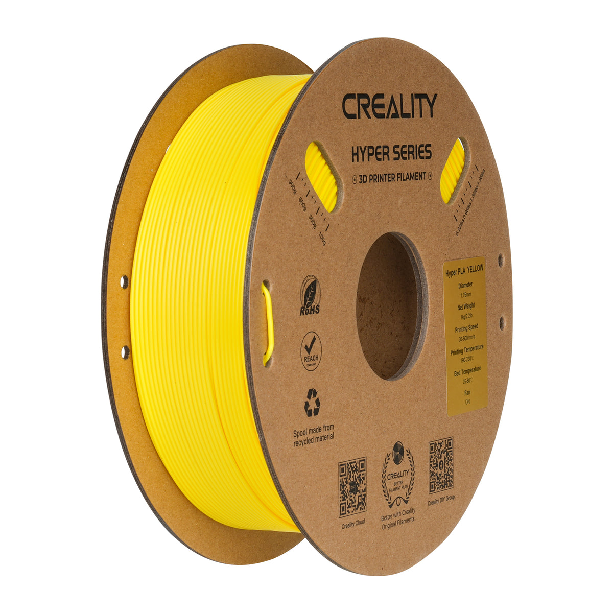 Filamento Creality Hyper PLA 1,75mm 1Kg Amarelo