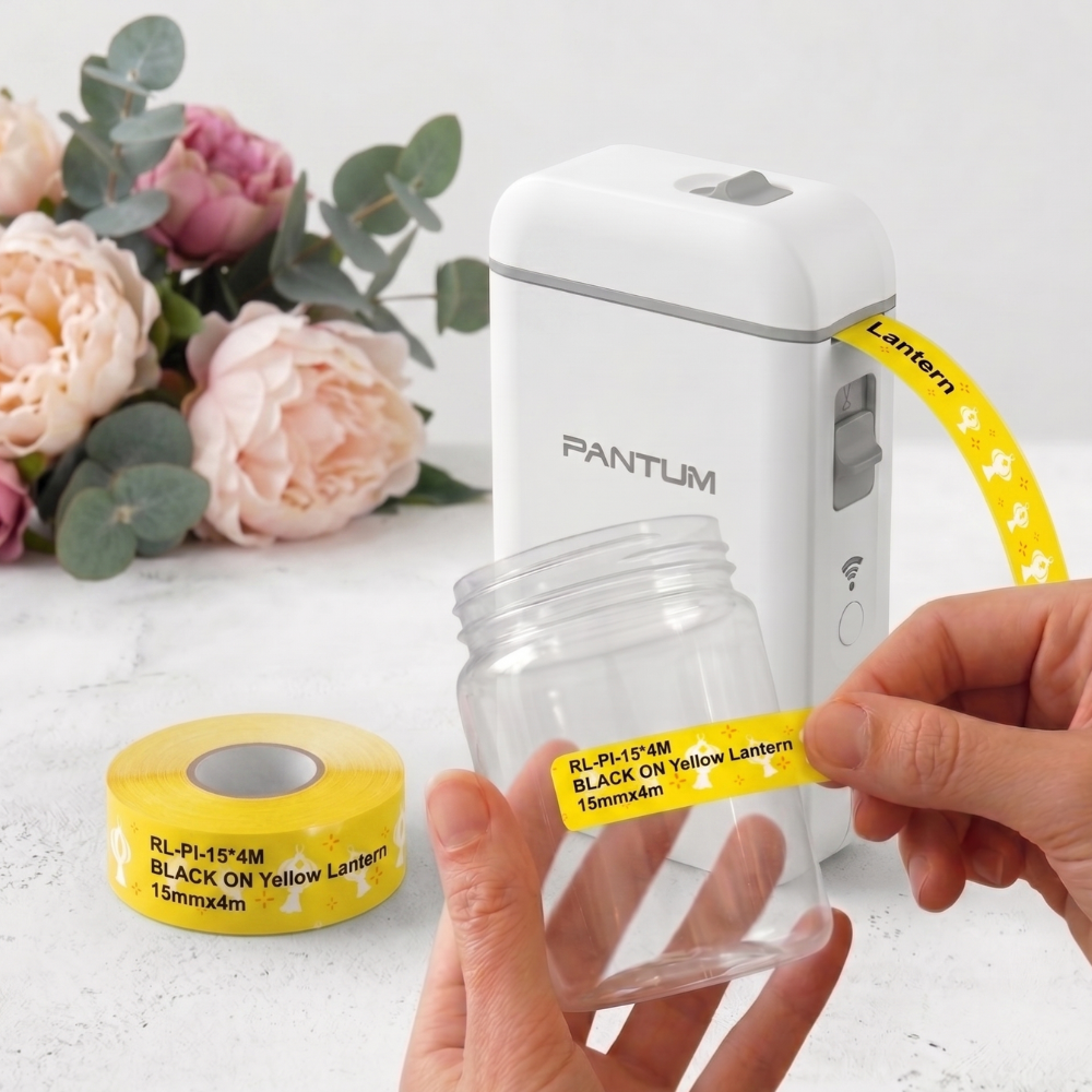 Fita para Rotuladora Pantum PP-110 Amarela Lanterna (15mm x 4m)
