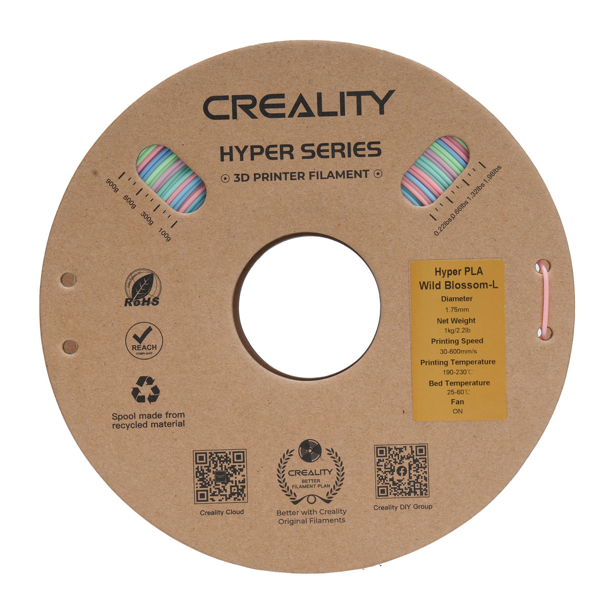 Filamento Creality  Hyper Rainbow Wild Blossom 1,75mm 1Kg Colorido