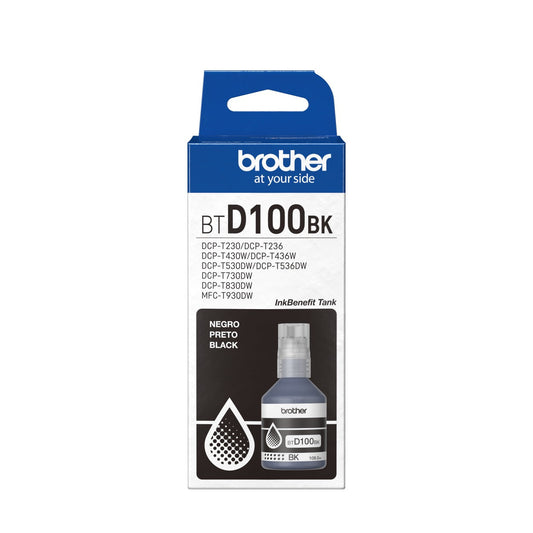 Garrafa de Tinta Brother Original BTD100BK Preto - Impressorajato