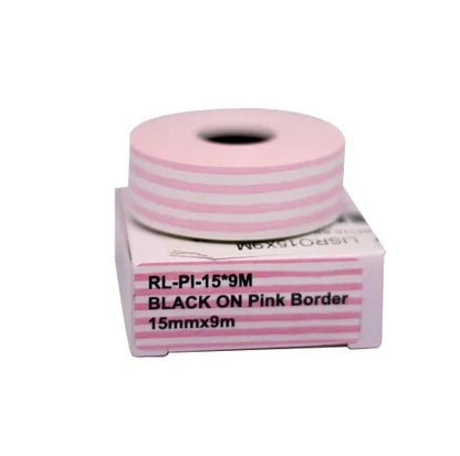 Fita para Rotuladora Pantum PP-110 Branca/Listra Rosa (15mm x 9m)
