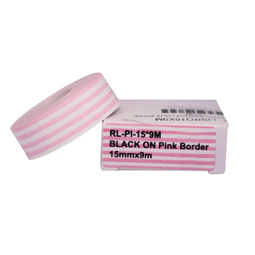 Fita para Rotuladora Pantum PP-110 Branca/Listra Rosa (15mm x 9m)