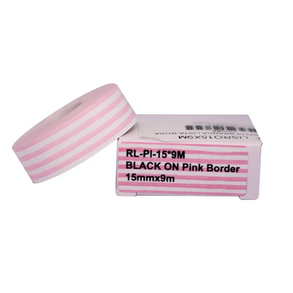 Fita para Rotuladora Pantum PP-110 Branca/Listra Rosa (15mm x 9m)