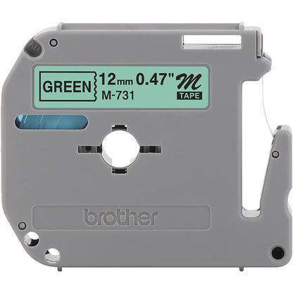 Fita Brother M-731 12mm Preto/Verde Original - Impressorajato